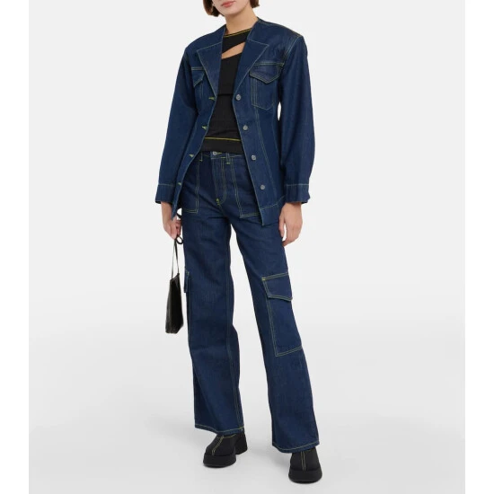 Ganni Cutout Jacquard Jersey Top