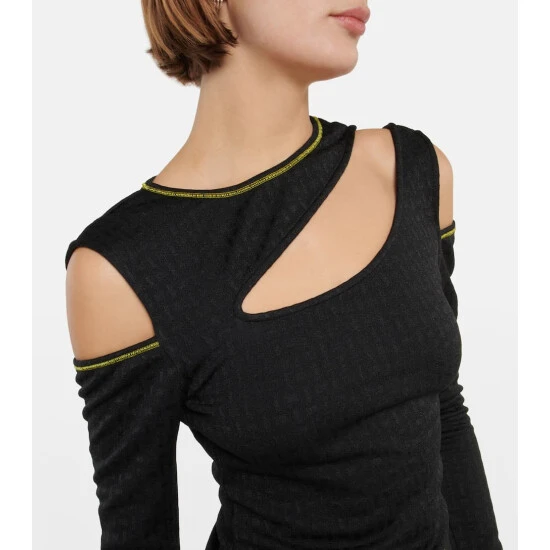 Ganni Cutout Jacquard Jersey Top - Image 3