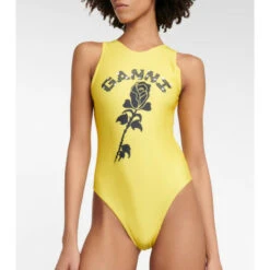 Ganni Logo Printed Swimsuit