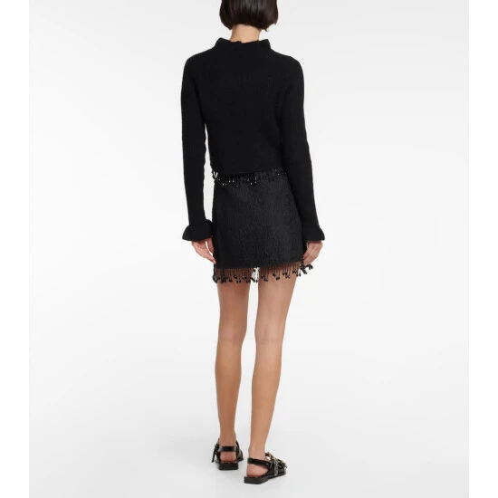 Ganni Beaded Alpaca And Wool-blend Cardigan - Image 2