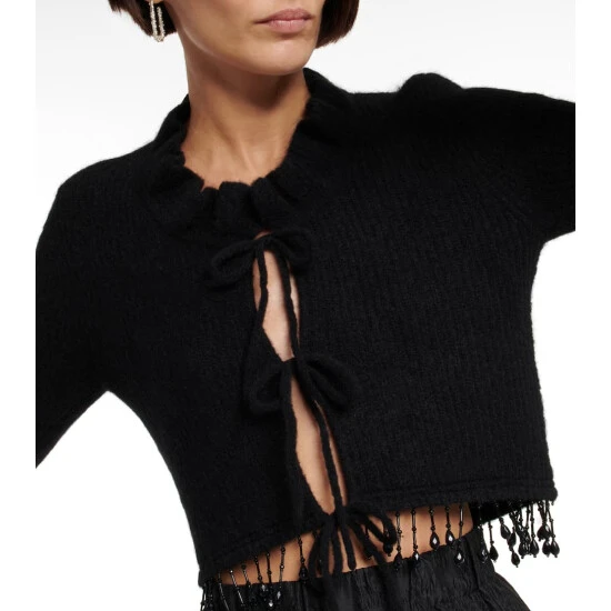 Ganni Beaded Alpaca And Wool-blend Cardigan - Image 3