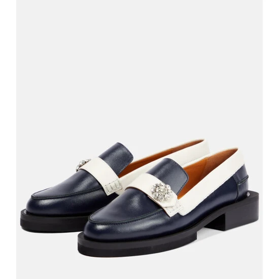 Ganni Embellished Leather Loafers - Image 4