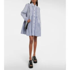 Ganni Striped Cotton Shirt Dress