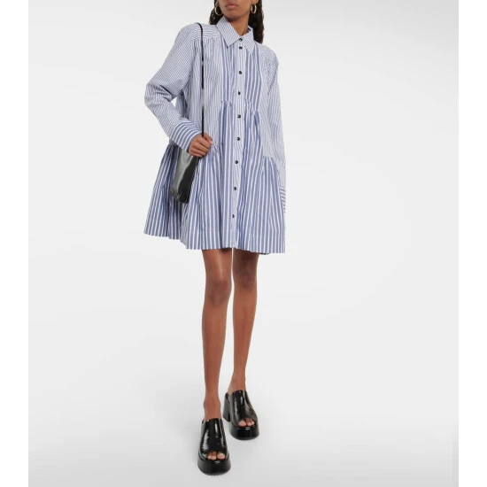 Ganni Striped Cotton Shirt Dress