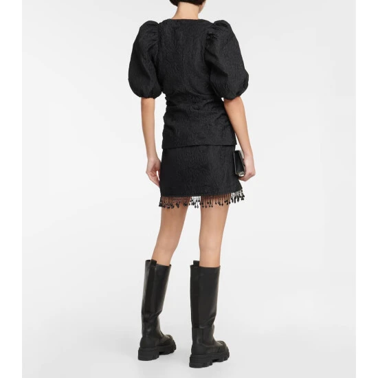 Ganni Jacquard-knit V-neck Blouse - Image 2