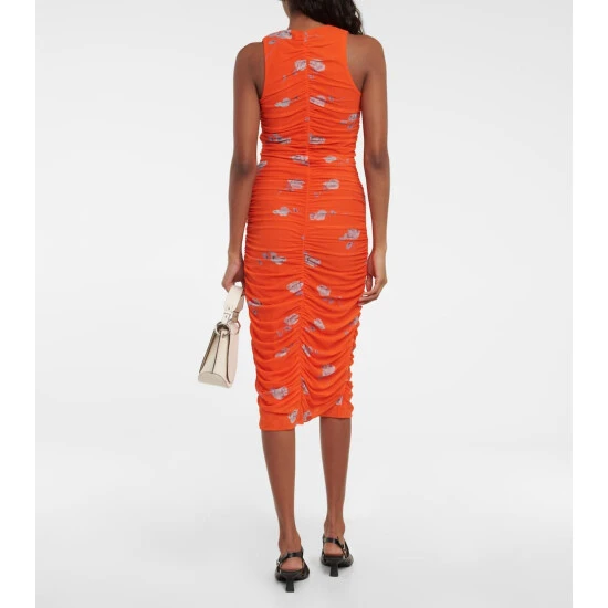 Ganni Floral Ruched Midi Dress - Image 2