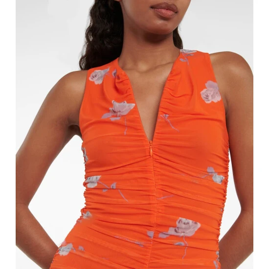 Ganni Floral Ruched Midi Dress - Image 3