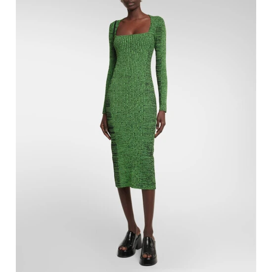 Ganni Ribbed-knit Midi Dress