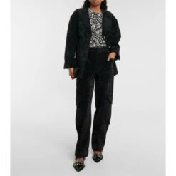 Ganni High-rise Wide-leg Chenille Pants