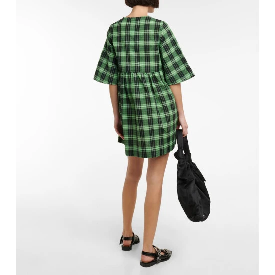 Ganni Checked Seersucker Minidress - Image 2