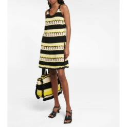 Ganni Logo Striped Crochet Minidress