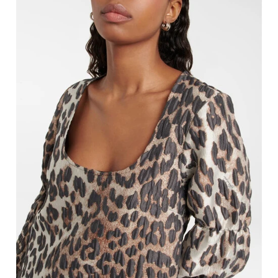 Ganni Jacquard Leopard-print Minidress - Image 3