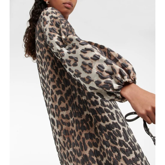 Ganni Jacquard Leopard-print Minidress - Image 4