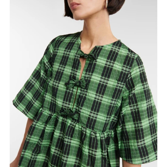 Ganni Checked Seersucker Minidress - Image 3