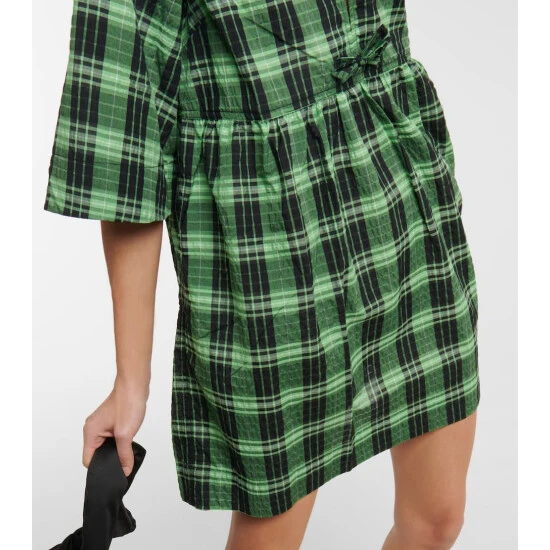 Ganni Checked Seersucker Minidress - Image 4