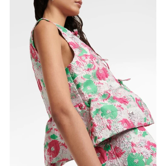 Ganni Floral Jacquard Top - Image 3