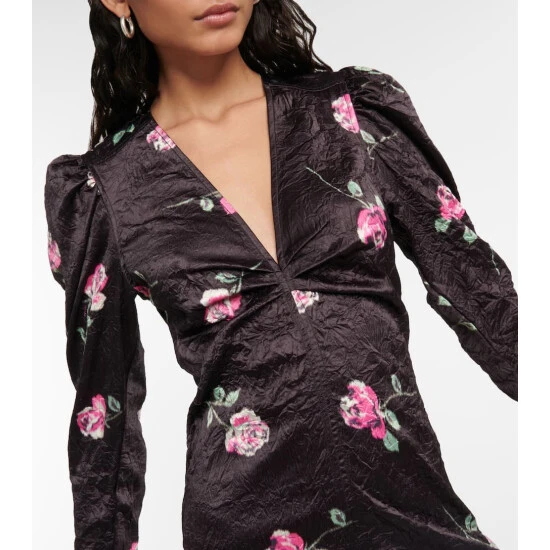 Ganni Floral Satin Minidress - Image 3