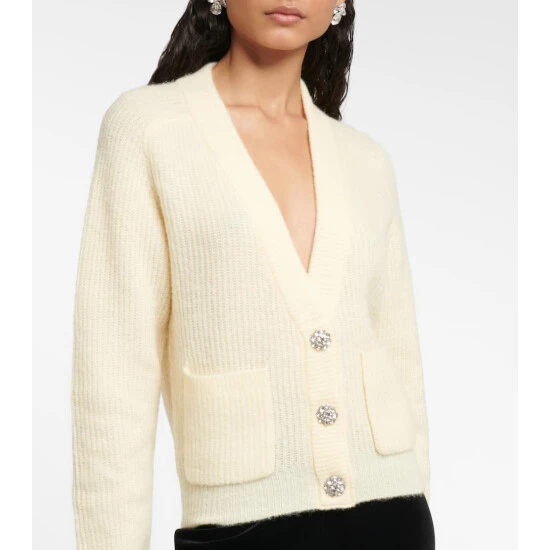 Ganni Embellished Alpaca And Wool-blend Cardigan - Image 3