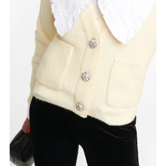 Ganni Embellished Alpaca And Wool-blend Cardigan - Image 4