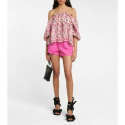 Ganni Floral Puff-sleeve Top