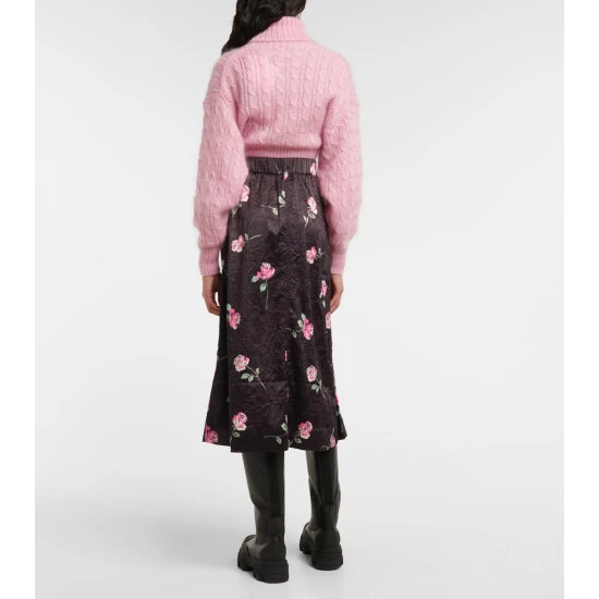 Ganni Floral A-line Satin Midi Skirt - Image 2
