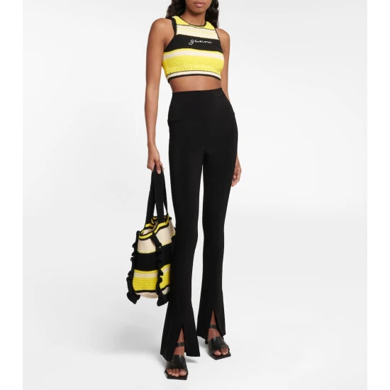 Ganni Striped Crochet Crop Top