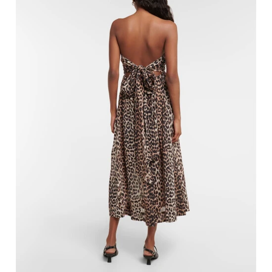 Ganni Leopard-print Cotton Midi Dress - Image 2