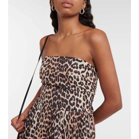 Ganni Leopard-print Cotton Midi Dress - Image 3