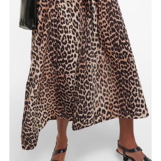 Ganni Leopard-print Cotton Midi Dress - Image 4