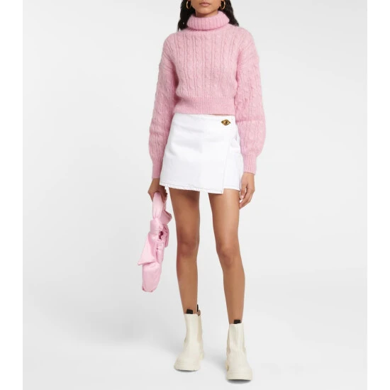 Ganni Cable-knit Turtleneck Mohair-blend Sweater