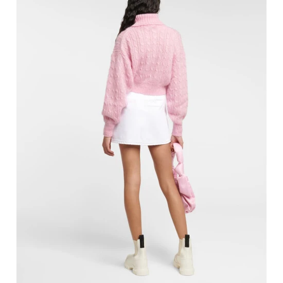 Ganni Cable-knit Turtleneck Mohair-blend Sweater - Image 2