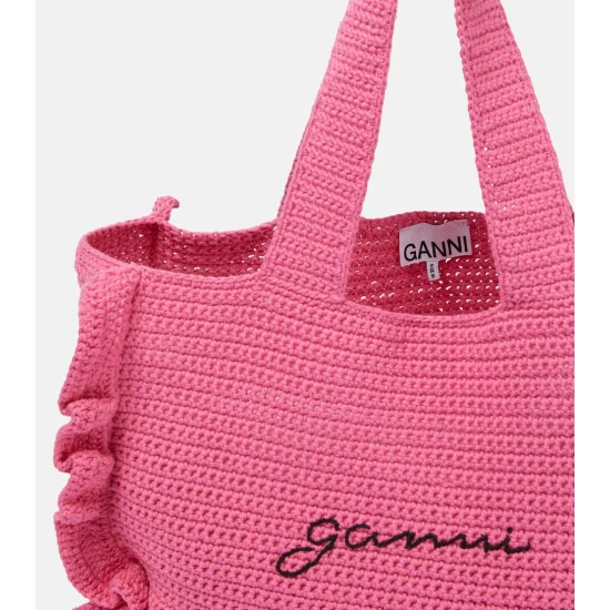 Ganni Frill-trimmed Crochet Tote Bag - Image 2