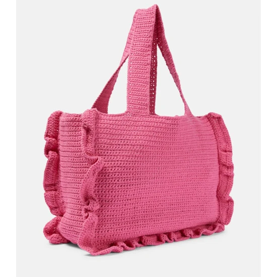 Ganni Frill-trimmed Crochet Tote Bag - Image 3