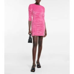 Ganni Ruched Velvet Minidress