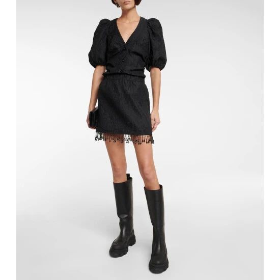 Ganni Embellished Jacquard Organza Miniskirt