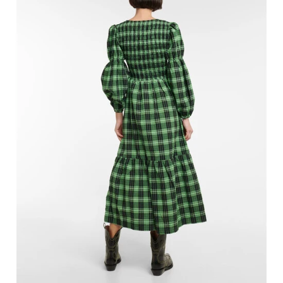 Ganni Checked Seersucker Midi Dress - Image 2