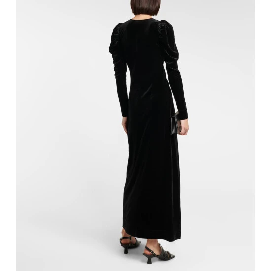 Ganni Puff-sleeve Velvet Maxi Dress - Image 2