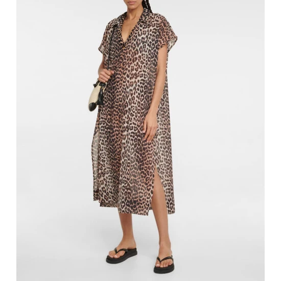 Ganni Leopard-print Cotton Kaftan