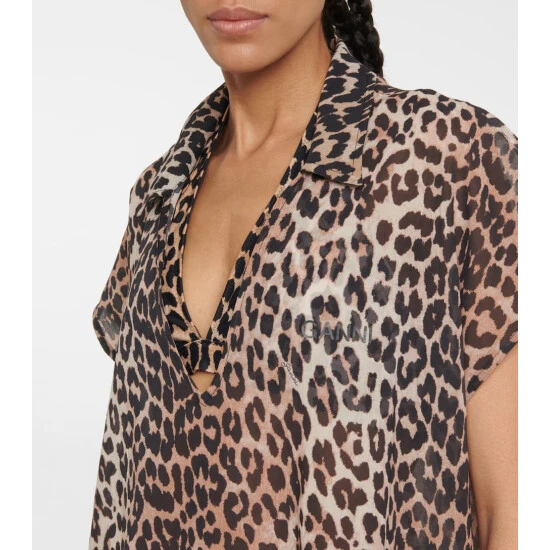 Ganni Leopard-print Cotton Kaftan - Image 3
