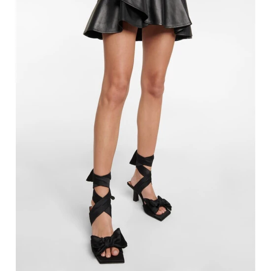 Ganni Bow-trimmed Lace-up Sandals - Image 3