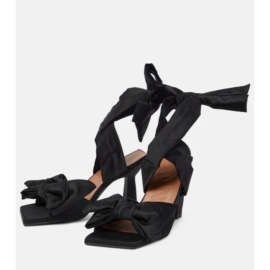 Ganni Bow-trimmed Lace-up Sandals - Image 4