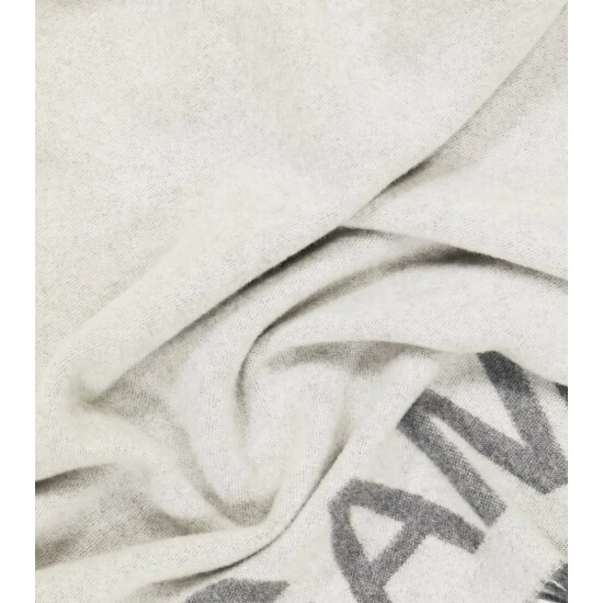 Ganni Logo Fringed Wool Scarf - Image 3