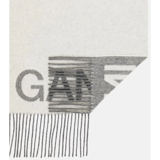 Ganni Logo Fringed Wool Scarf - Image 4