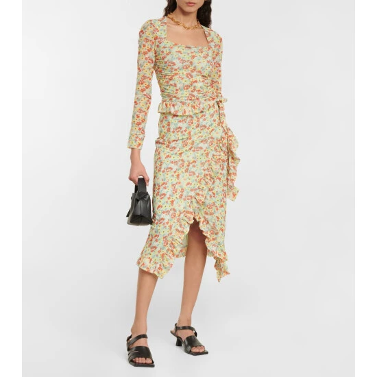 Ganni Floral-print Wrap Midi Skirt