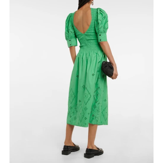 Ganni Broderie Anglaise Cotton Midi Dress - Image 2