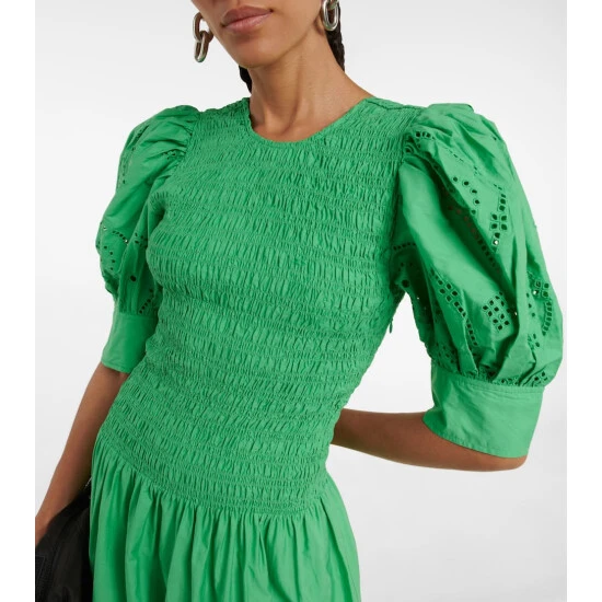 Ganni Broderie Anglaise Cotton Midi Dress - Image 3