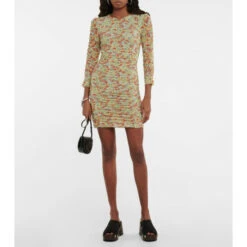 Ganni Ruched Floral Minidress