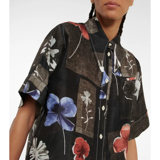 Ganni Floral-printed Linen And Silk Shirt - Image 3