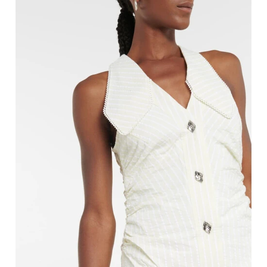 Ganni Striped Seersucker Midi Dress - Image 3