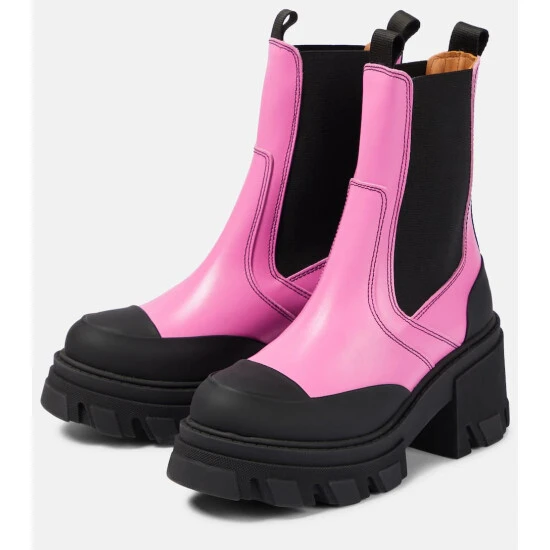 Ganni Leather Chelsea Ankle Boots - Image 4